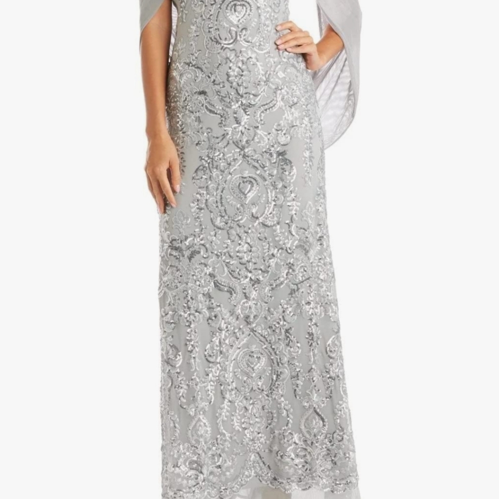 Silver full length gown    size 16